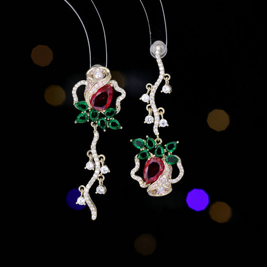 Rose Dangling Shinning Earrings