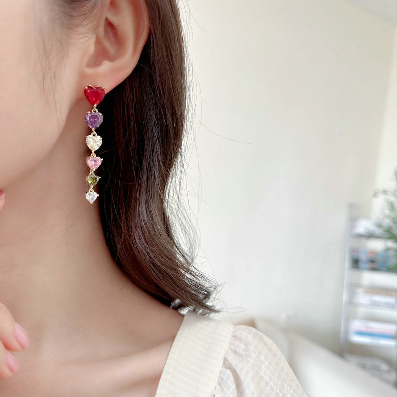 Dangling Colorful Heart Earrings