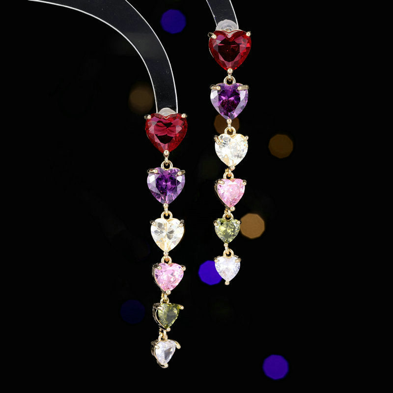 Dangling Colorful Heart Earrings