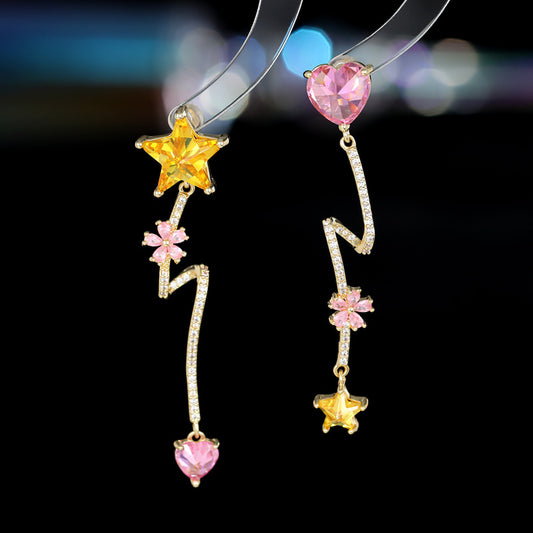 Star Heart Dangling Earrings