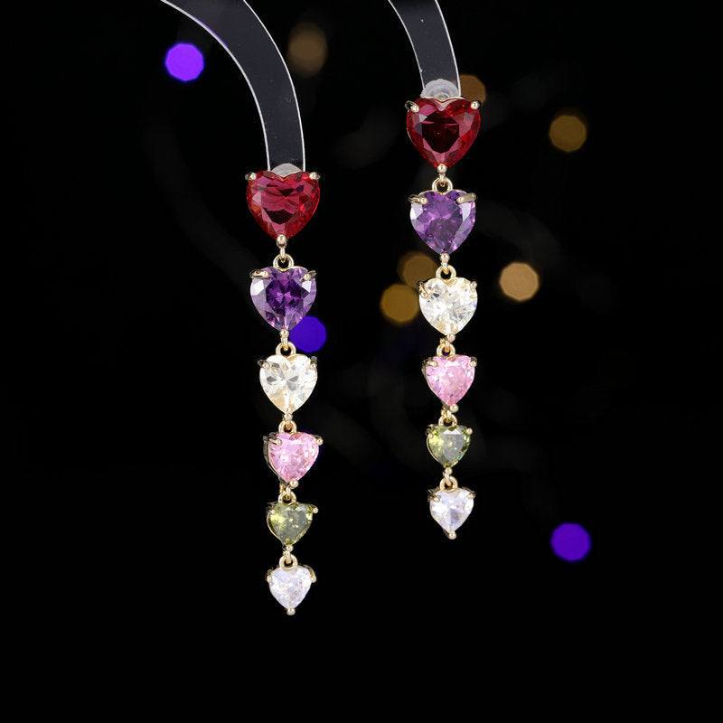 Dangling Colorful Heart Earrings