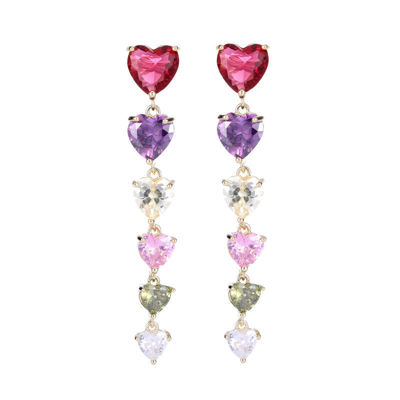 Dangling Colorful Heart Earrings